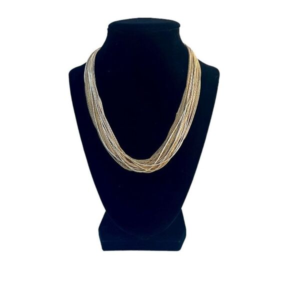 Multi Chain Gold Chocker Necklace New - Picture 1 of 5
